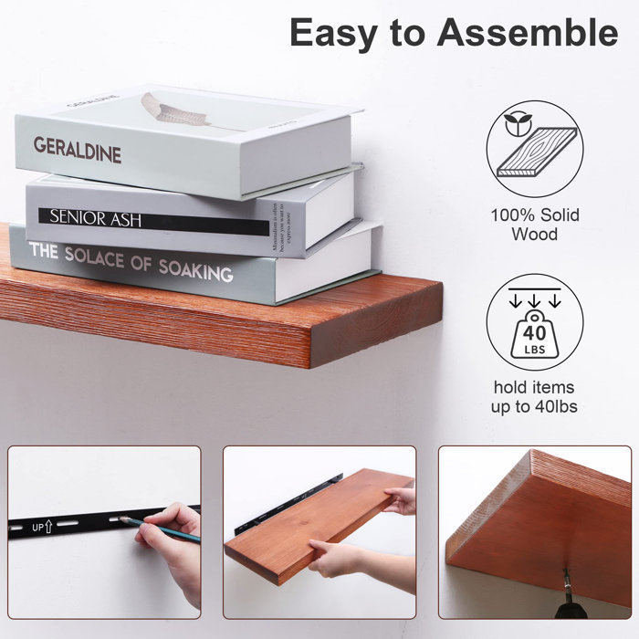 Latitude Run® 48" W Rustic Solid Pine Wood Wall Mounted Floating